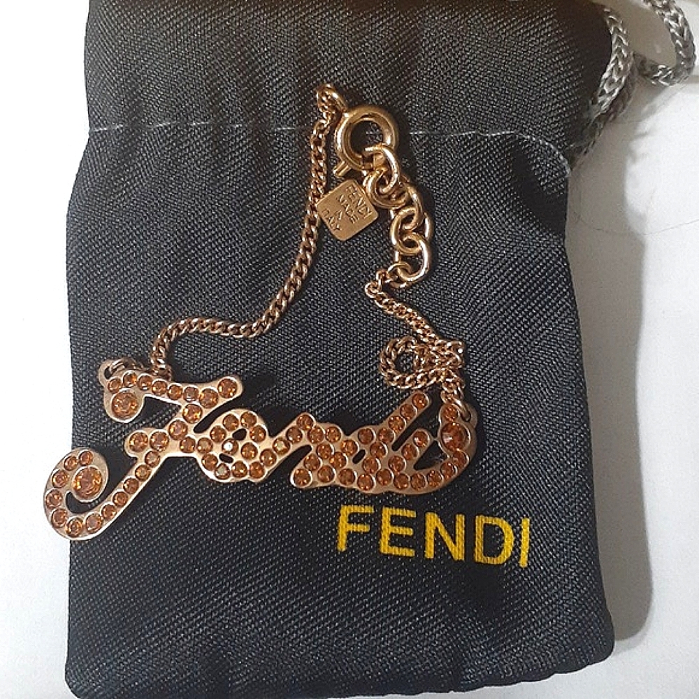 FENDI VINTAGE CURSIVE DIAMANTE  BRACELET ALL INCLUSIVE AUTHENTIC